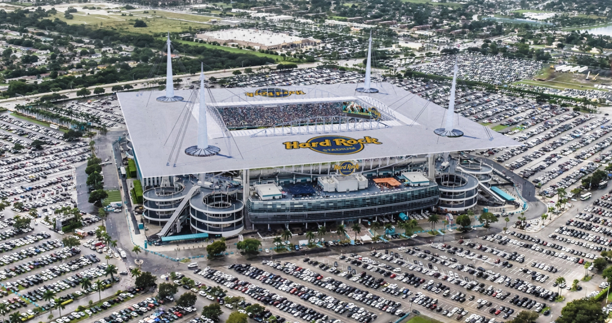 Hard Rock Stadium Miami Aerial View, Hard Rock Stadium at 3…