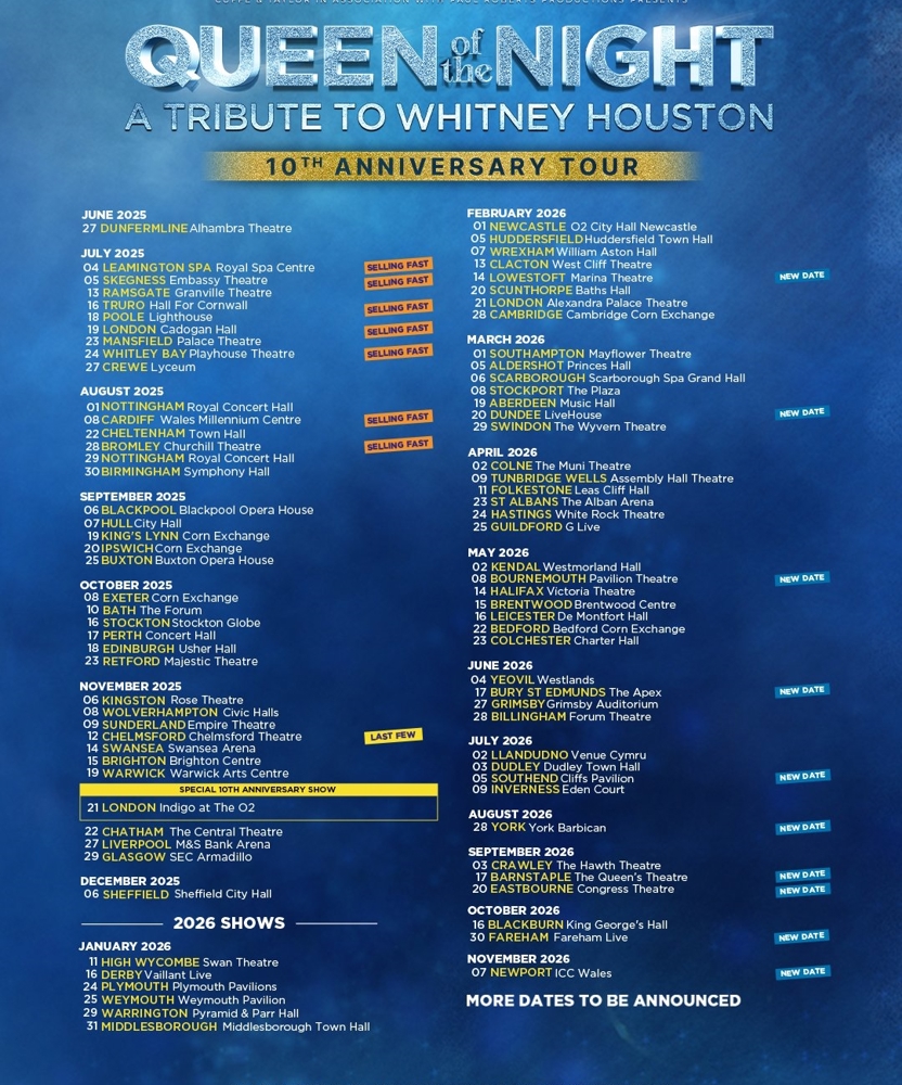 Whitney Queen Of The Night 10th Anniversary Tour 03 July 2026 whitney-queen-of-the-night-10th-anniversary-tour-03-july-2026