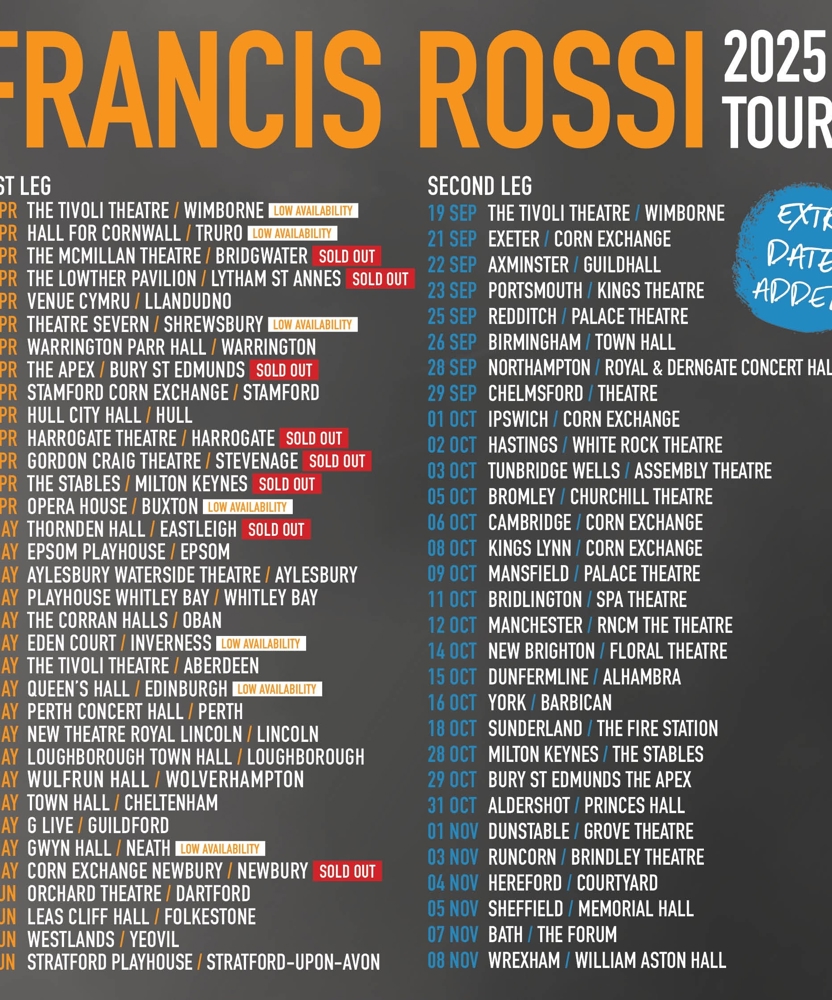 Francis Rossi 2025 Tour 05 November 2025 Sheffield City Hall