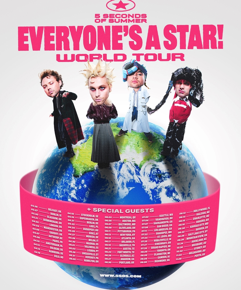5 SECONDS OF SUMMER MAP OUT EVERYONE S A STAR WORLD TOUR visual data 3